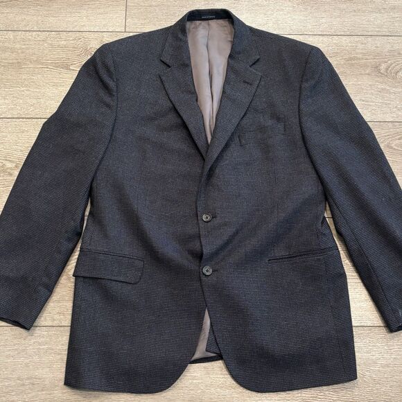 Cremieux Loro Piana Blazer Mens 44R Blue Houndstooth Wool Two Button Sport Coat - Picture 3 of 13